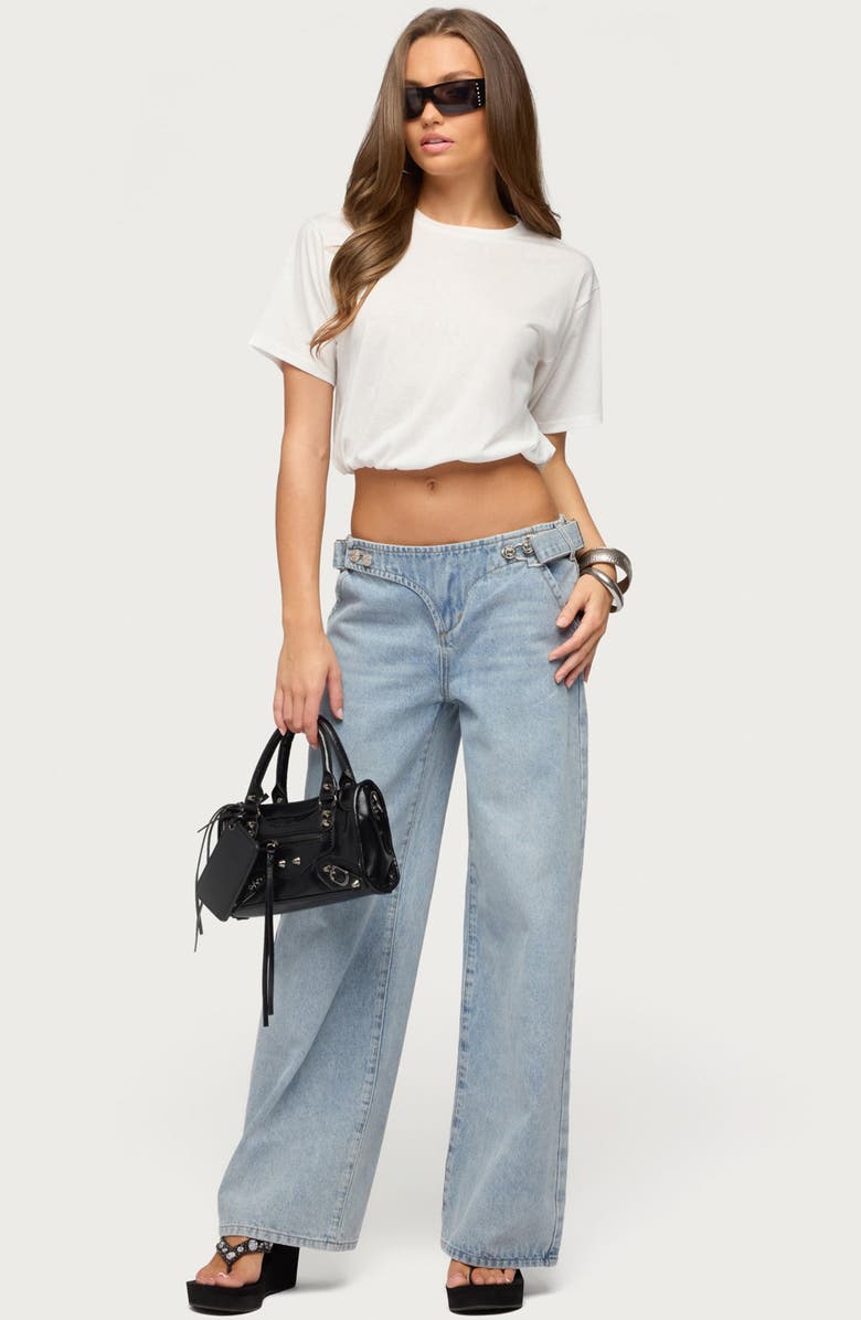 EDIKTED Raina Bubble Crop T-Shirt, Alternate, color, White