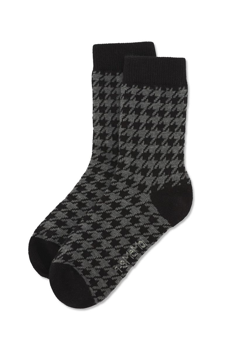 MeMoi Houndstooth Crew Sock, Alternate, color, Black