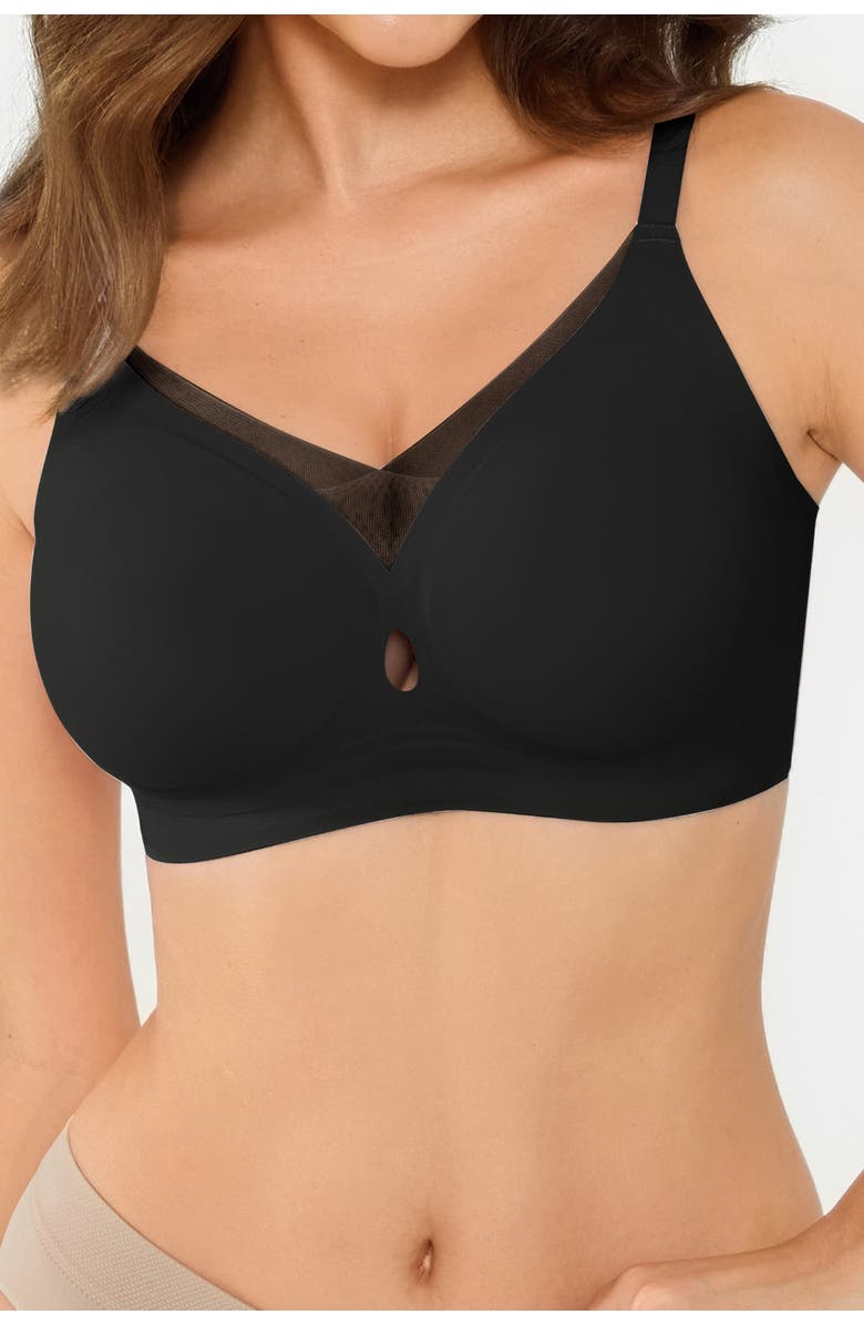 Popilush Seamless Wireless Jelly Leopard Contour Minimizer Support Bra, Alternate, color, Black