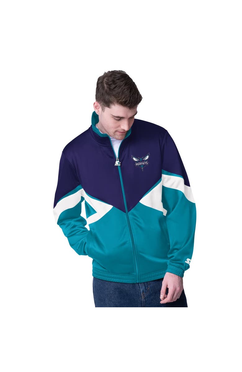 STARTER Men's Starter Purple Charlotte Hornets Rush Applique Full-Zip Track Jacket, Main, color, Purple