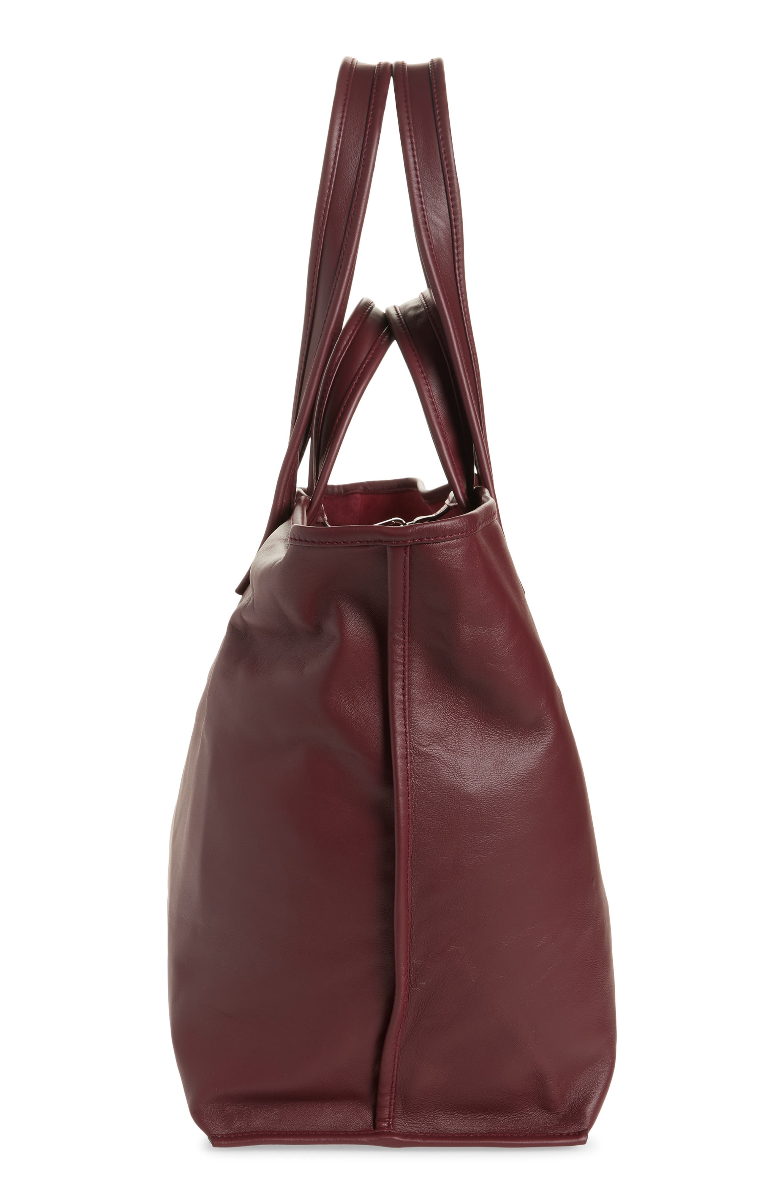Lamskin Leather Tote, Alternate, color, BORDEAUX