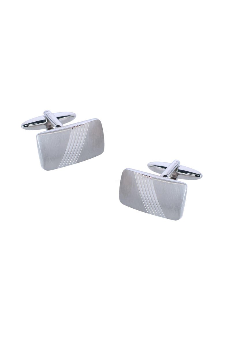 Diagonal Detailed Rhodium Cufflinks, Main, color, Silver