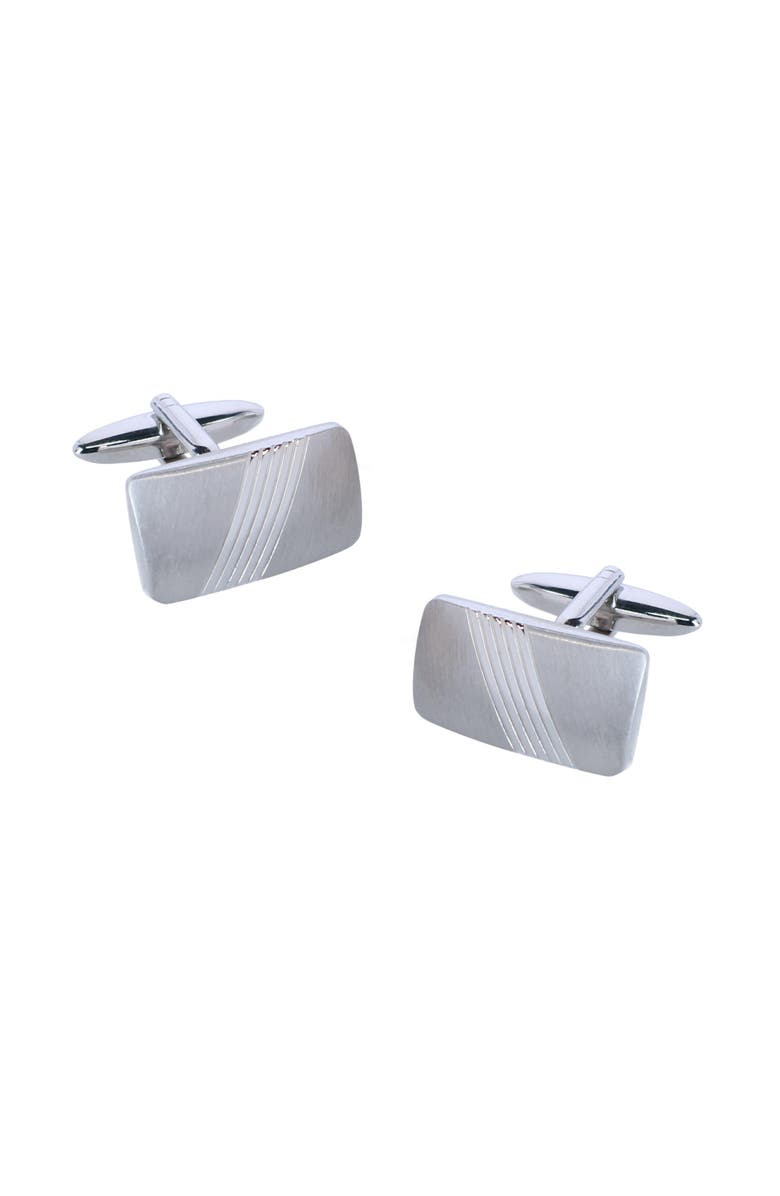 Trafalgar Diagonal Detailed Rhodium Cufflinks, Main, color, Silver