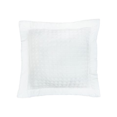 White Cotton Blend Accent Throw Pillow 18" x 18"