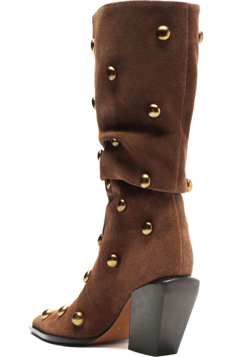 Schutz Tulsa Stud Pointed Toe Boot, Alternate, color, Pecan Brown