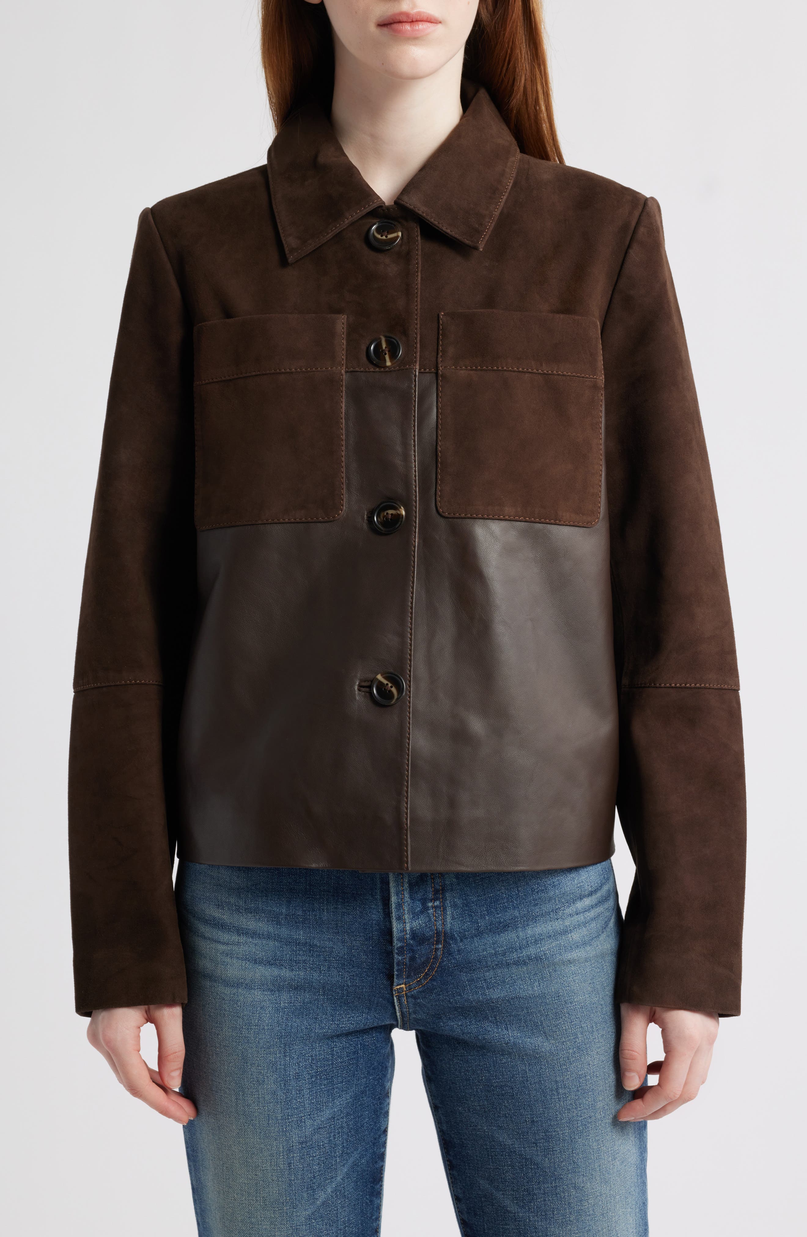 Bernardo Short Suede & Leather Jacket