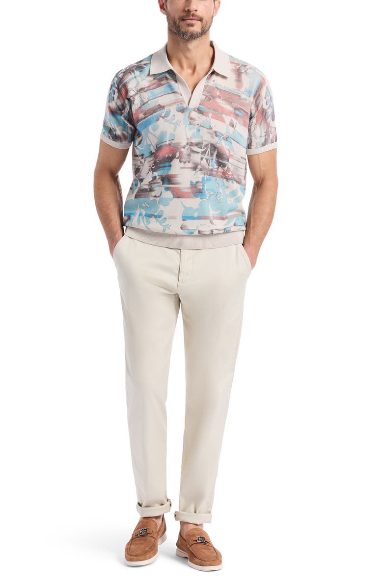 Robert Graham Ordale Johnny Collar Cotton Sweater Polo, Alternate, color, Multi