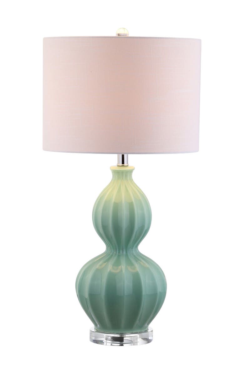 JONATHAN Y Faye 28" Glass LED Table Lamp, Seafoam Green, Main, color, Seafoam Green