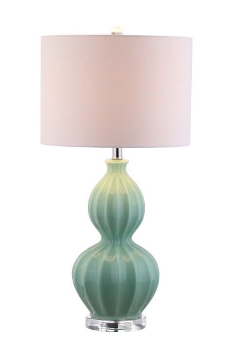 Faye 28" Glass LED Table Lamp, Seafoam Green