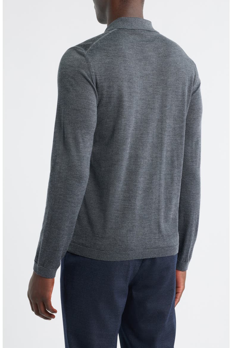 Long Sleeve Wool & Silk Polo Sweater, Alternate, color, GREY