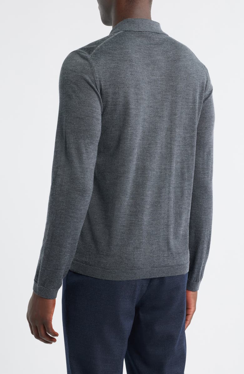 Jack Victor Long Sleeve Wool & Silk Polo Sweater, Alternate, color, Grey