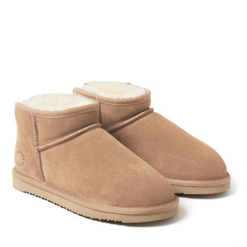 Dearfoams Fireside Riverland Genuine Shearling Micro Bootie In Sand