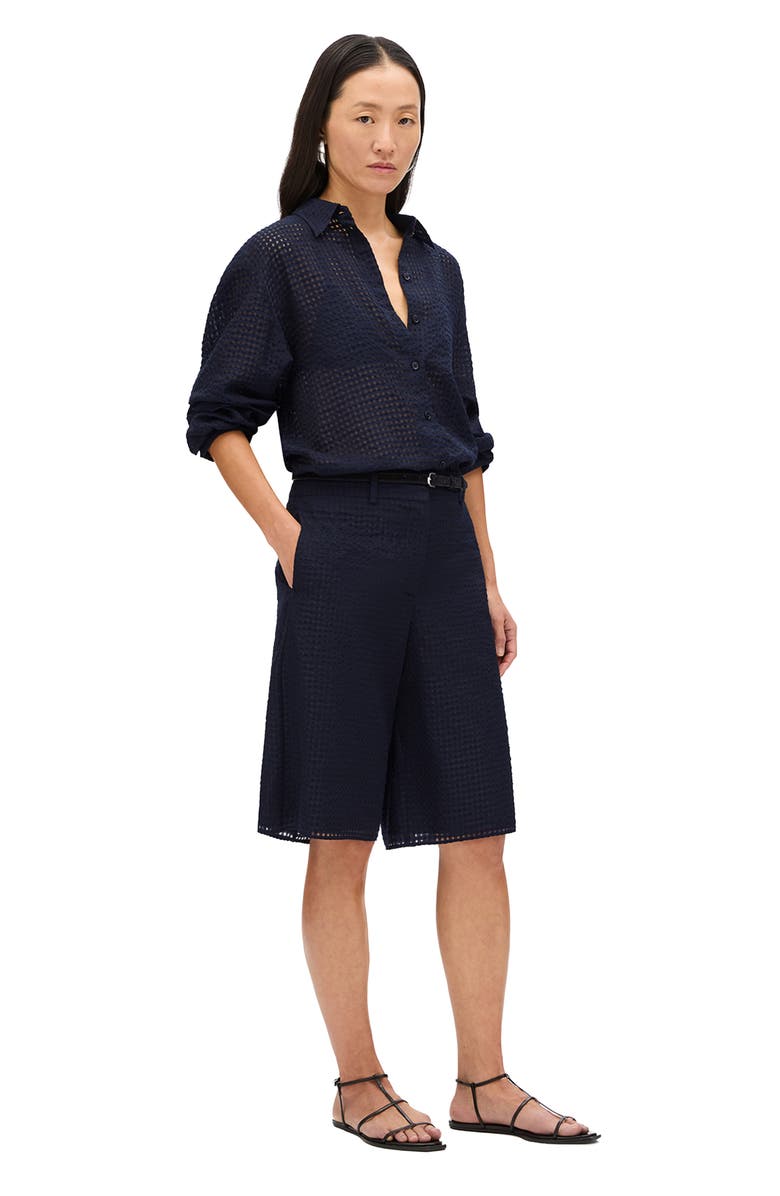 Another Tomorrow Gingham Bermuda Pant, Alternate, color, Black