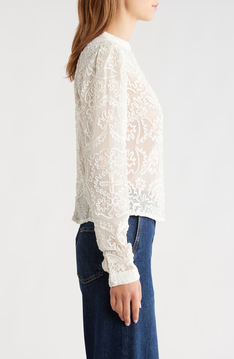 FARM Rio Embroidered Lace Sweater, Alternate, color, Off-White
