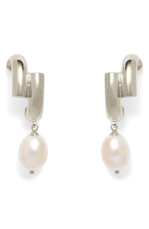Lady Grey Cultured Pearl Shift Earrings In Silver