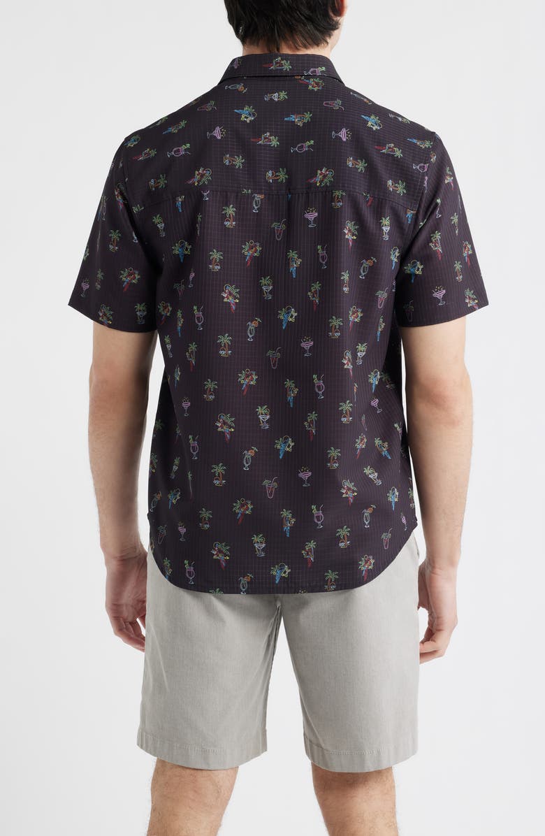 Tommy Bahama Bahama Coast Neon Sips IslandZone<sup>®</sup> Short Sleeve Button-Up Shirt, Alternate, color, Matte Black