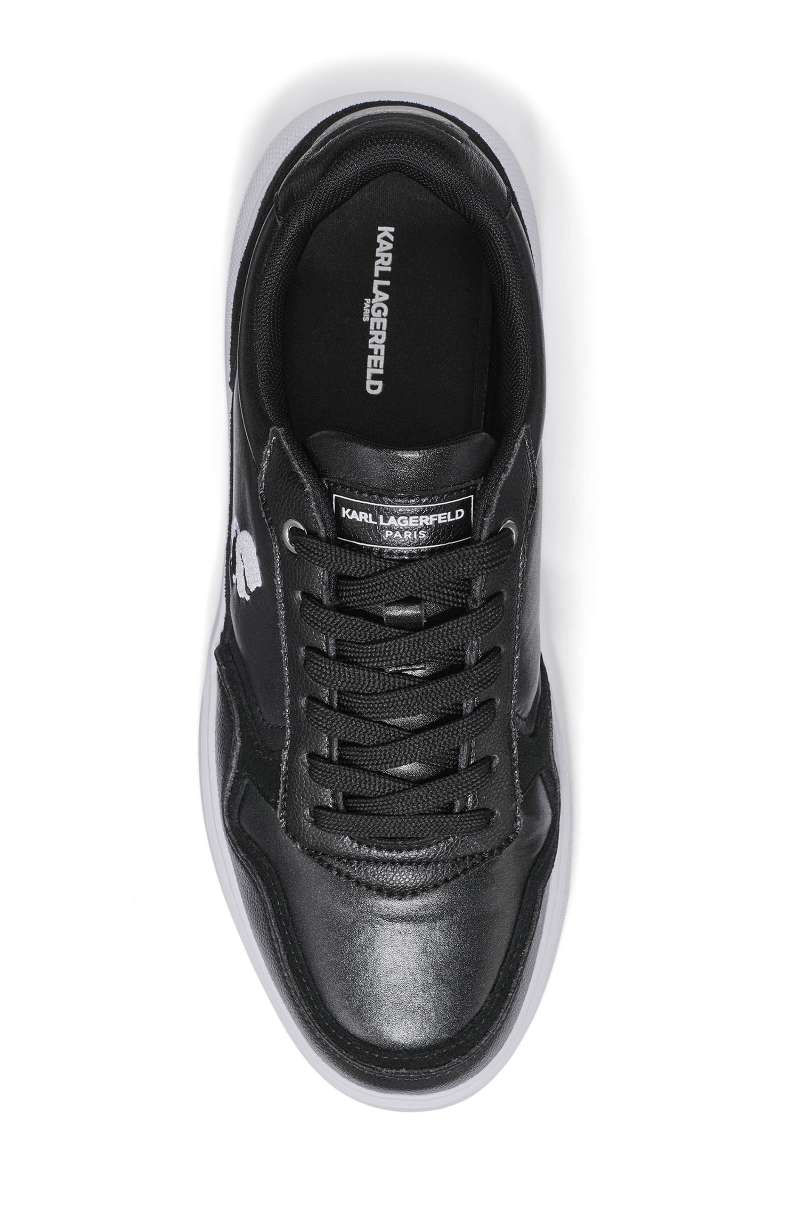 KARL LAGERFELD PARIS Side Karl Profile Embroidered Low Top Sneaker, Alternate, color, Black