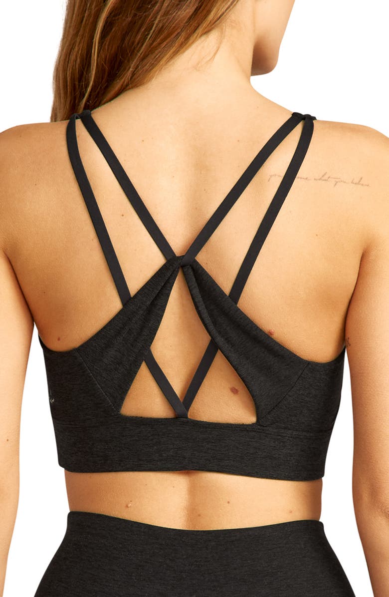 Beyond Yoga Enlighten Space Dye Longline Sports Bra, Alternate, color, Darkest Night