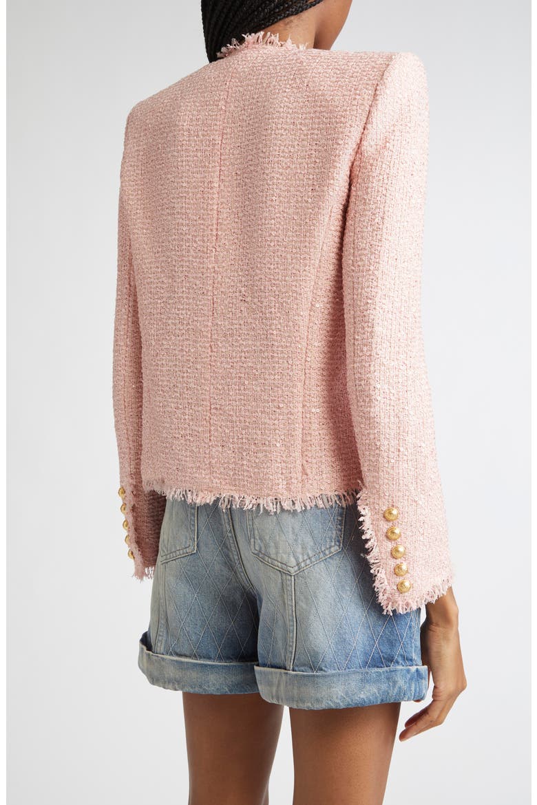 Glitter Embellished Silk Tweed Spencer Jacket, Alternate, color, 4CU PINK