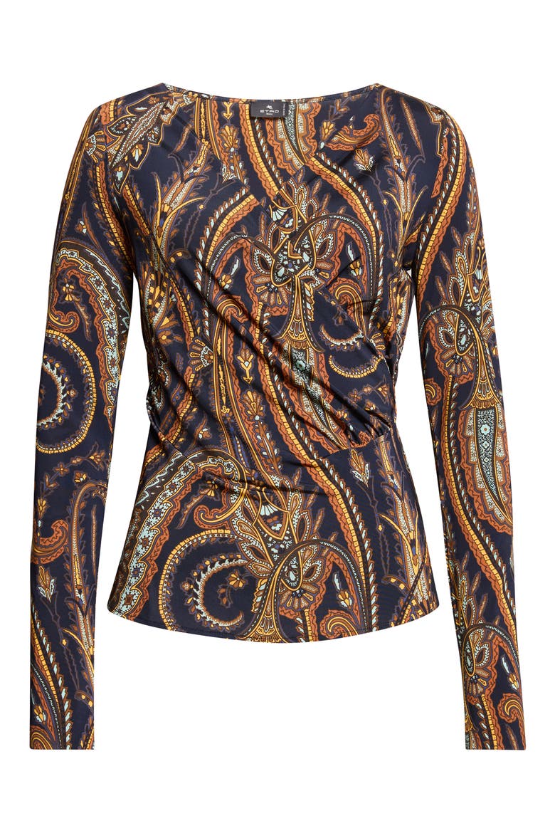 Paisley Wrap Top, Main, color, PRINTED BLUE BASE