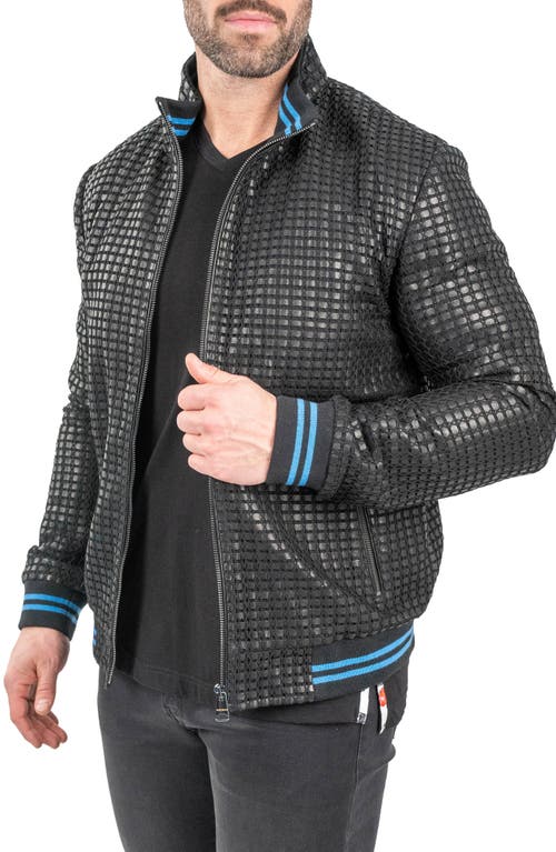 Maceoo Geometric Leather Jacket In Black