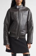 Courrèges Embroidered Leather Bomber Jacket