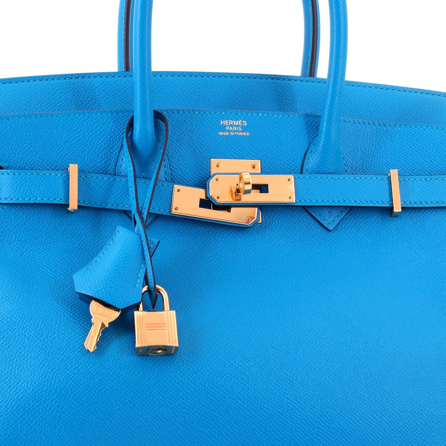 Birkin Handbag Blue Epsom with Gold Hardware 30, Alternate, color, Blue