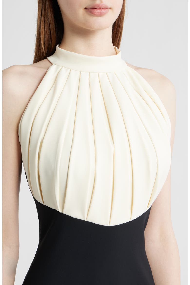 Warda Pleated Trumpet Gown, Alternate, color, BLACK/ CREAM