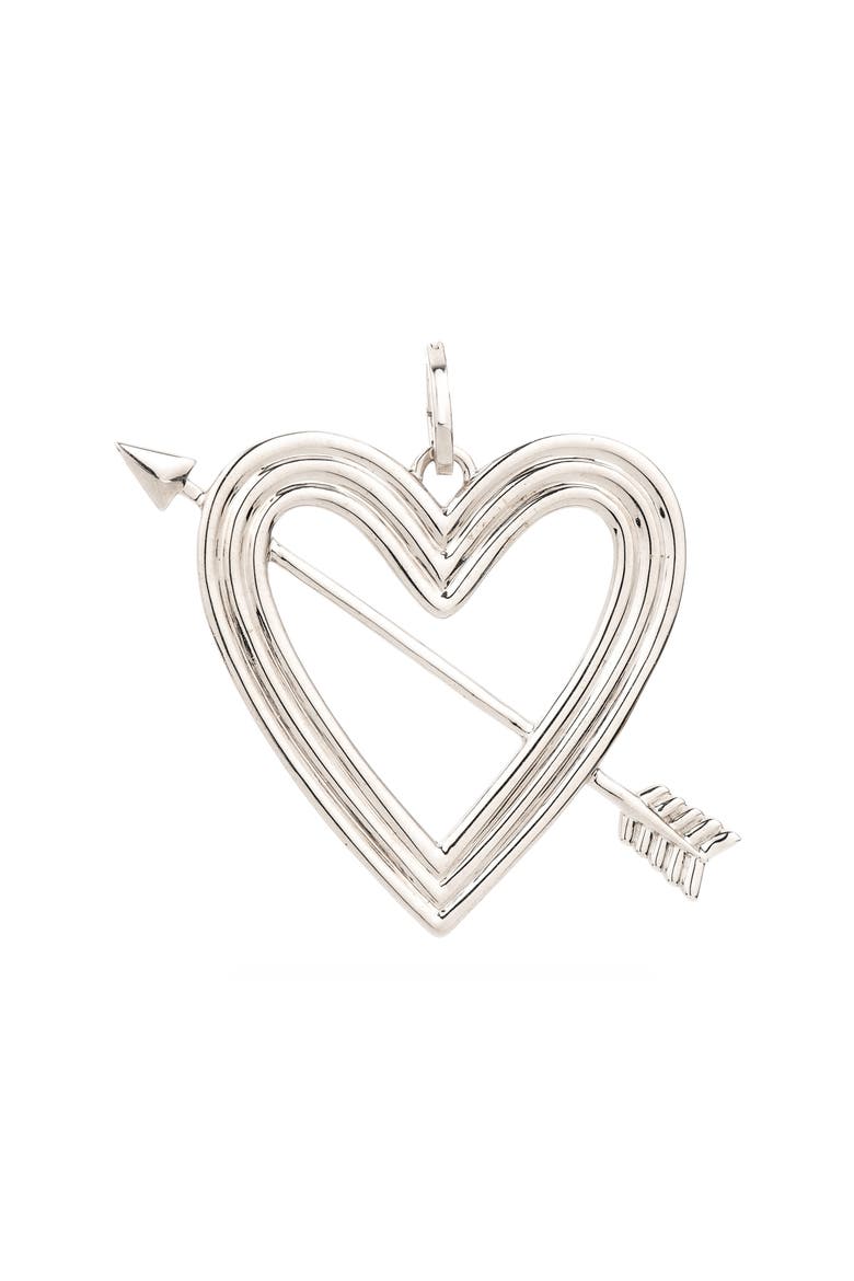 XL Heart Arrow Sterling Silver Charm , Main, color, STERLING SILVER