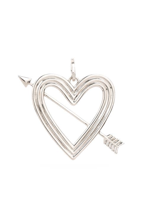 XL Heart Arrow Sterling Silver Charm