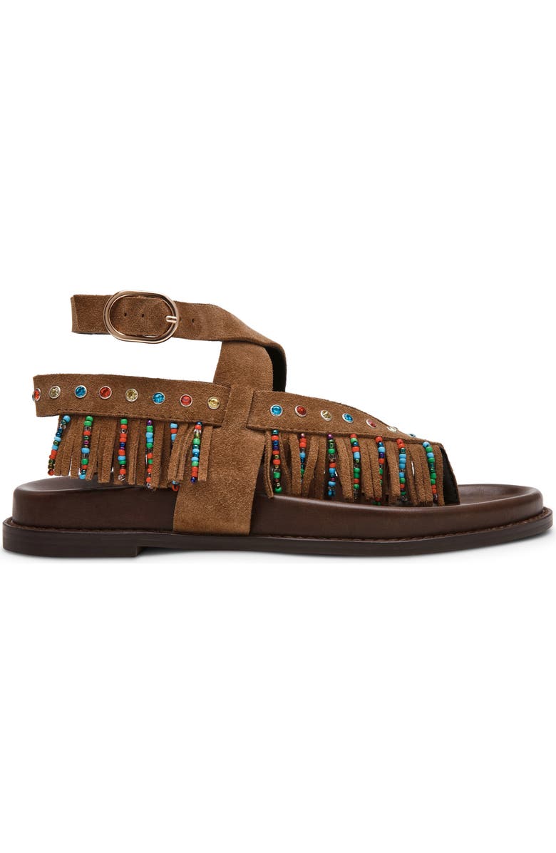 Steve Madden Wendell Beaded Fringe Ankle Strap Sandal, Alternate, color,