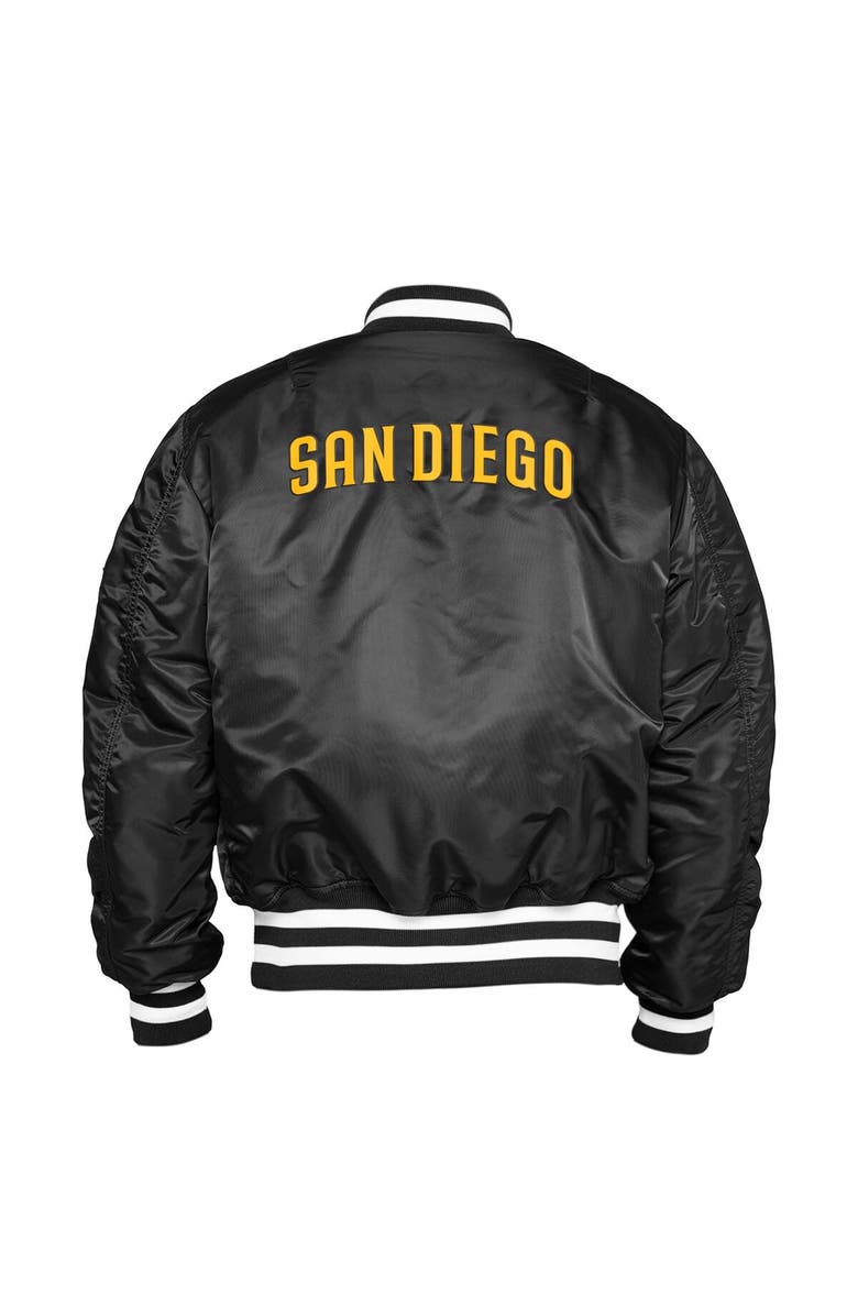 New Era x Alpha Industries Men's New Era x Alpha Industries Black/Camo San Diego Padres Reversible Full-Zip Bomber Jacket, Alternate, color, 