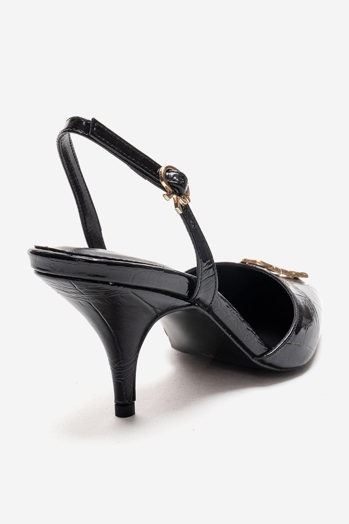 Prologue Shoes Yvella Buckle Pointed Toe Stiletto Pump, Alternate, color, Black Print