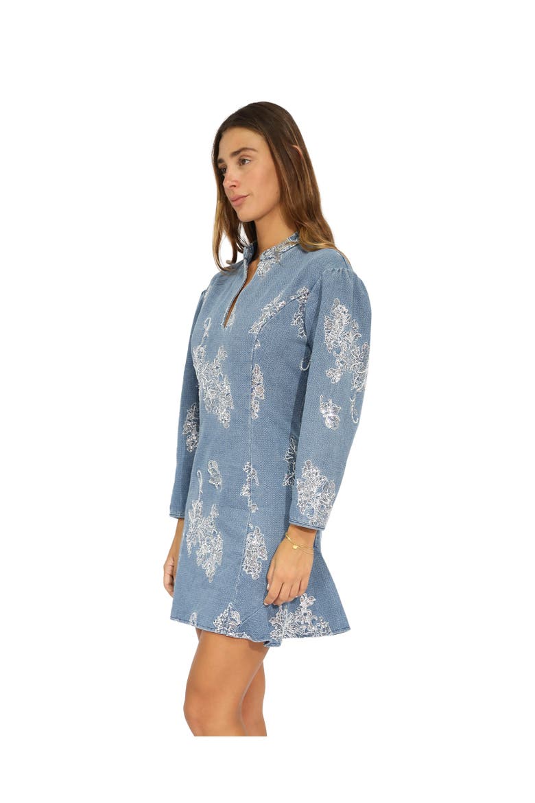 Heart You Denim Beaded Mini Dress, Alternate, color, Blue