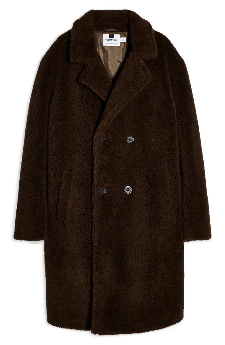 Topman Faux Fur Long Teddy Coat, Alternate, color,