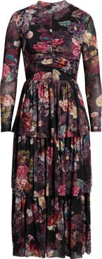 Anne Klein Floral Print Long Sleeve Dress