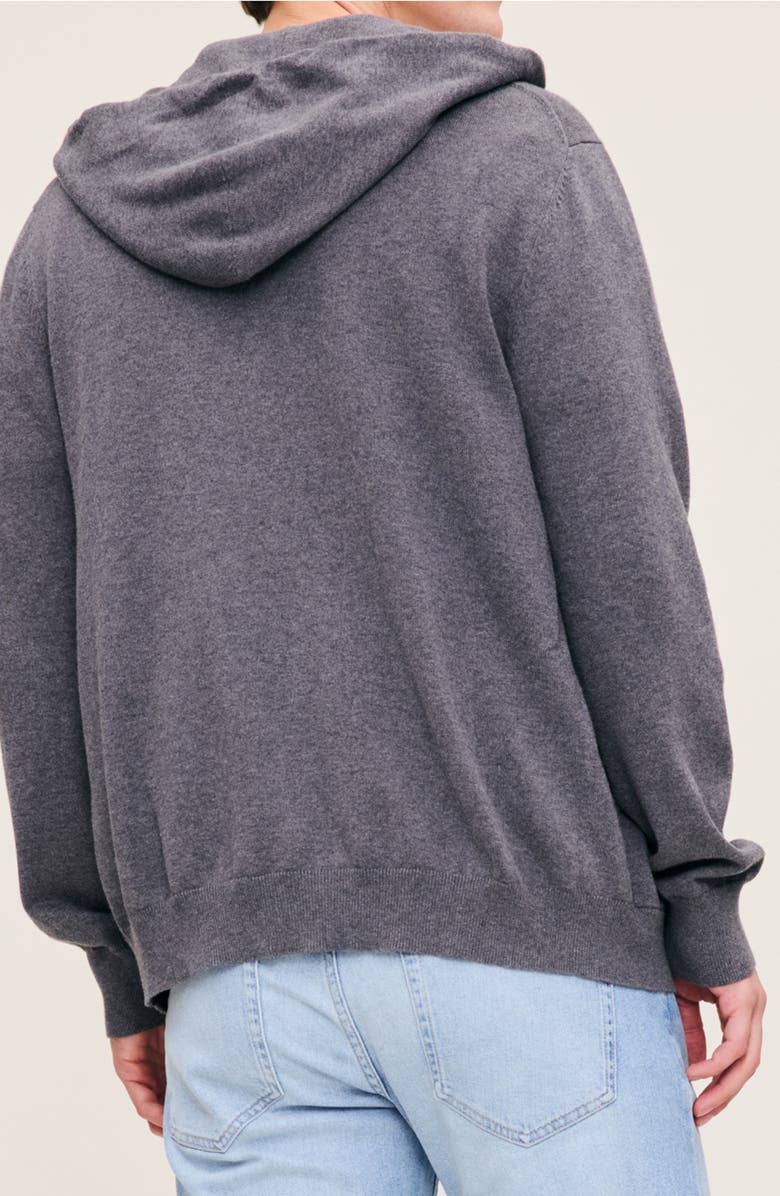 DL1961 Cotton & Cashmere Zip Hoodie Sweater, Alternate, color, Charcoal Grey