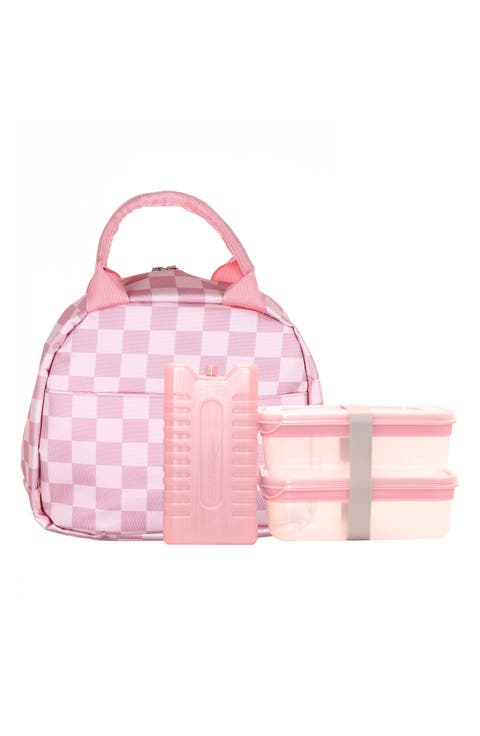 Checkered 7-Piece Dome Insulated Lunch Bag Set