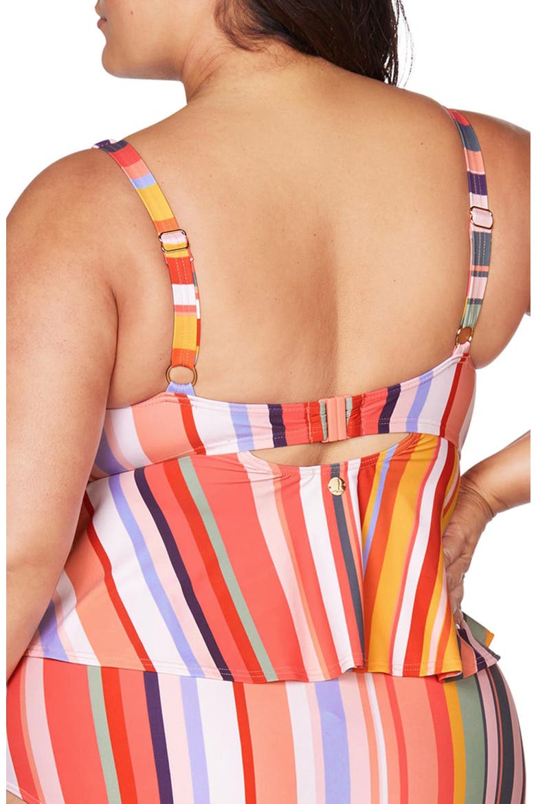 Carnivale Chagall Midriff Bikini Top, Alternate, color, CORAL MULTI