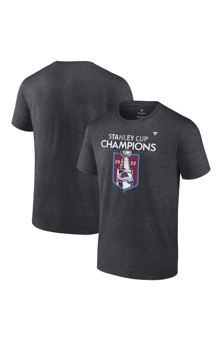 FANATICS Men's Fanatics Branded Heathered Charcoal Colorado Avalanche 2022 Stanley Cup Champions Big & Tall Locker Room T-Shirt, Main, color, 