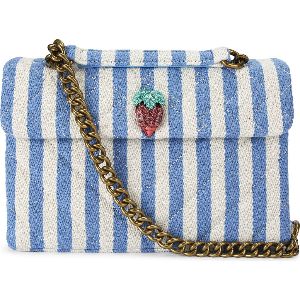 Kurt Geiger London Kensington Stripe Shoulder Bag In Open Blue