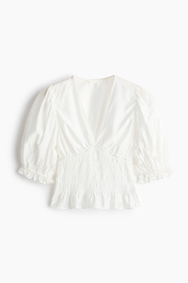H&M Smocked-waist Blouse (Women) | Nordstrom