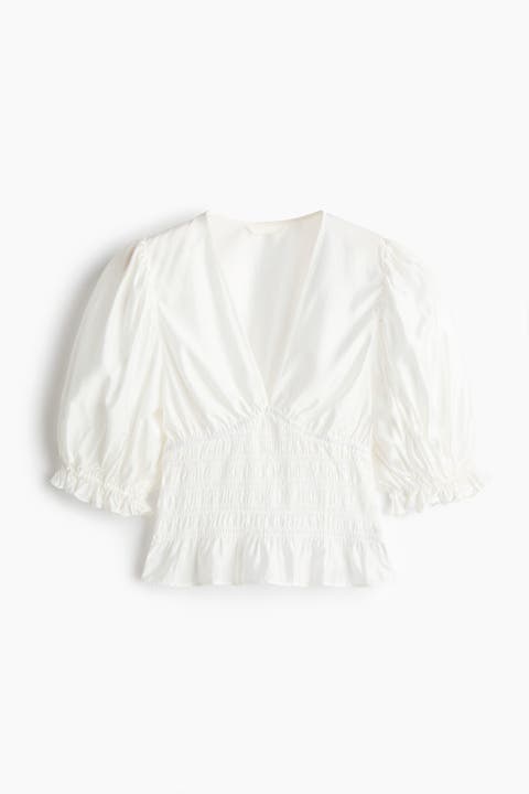 Smocked-waist Blouse