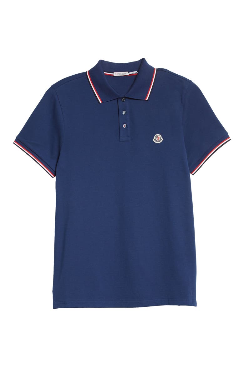 Logo Patch Tipped Cotton Piqué Polo, Alternate, color, BLUE