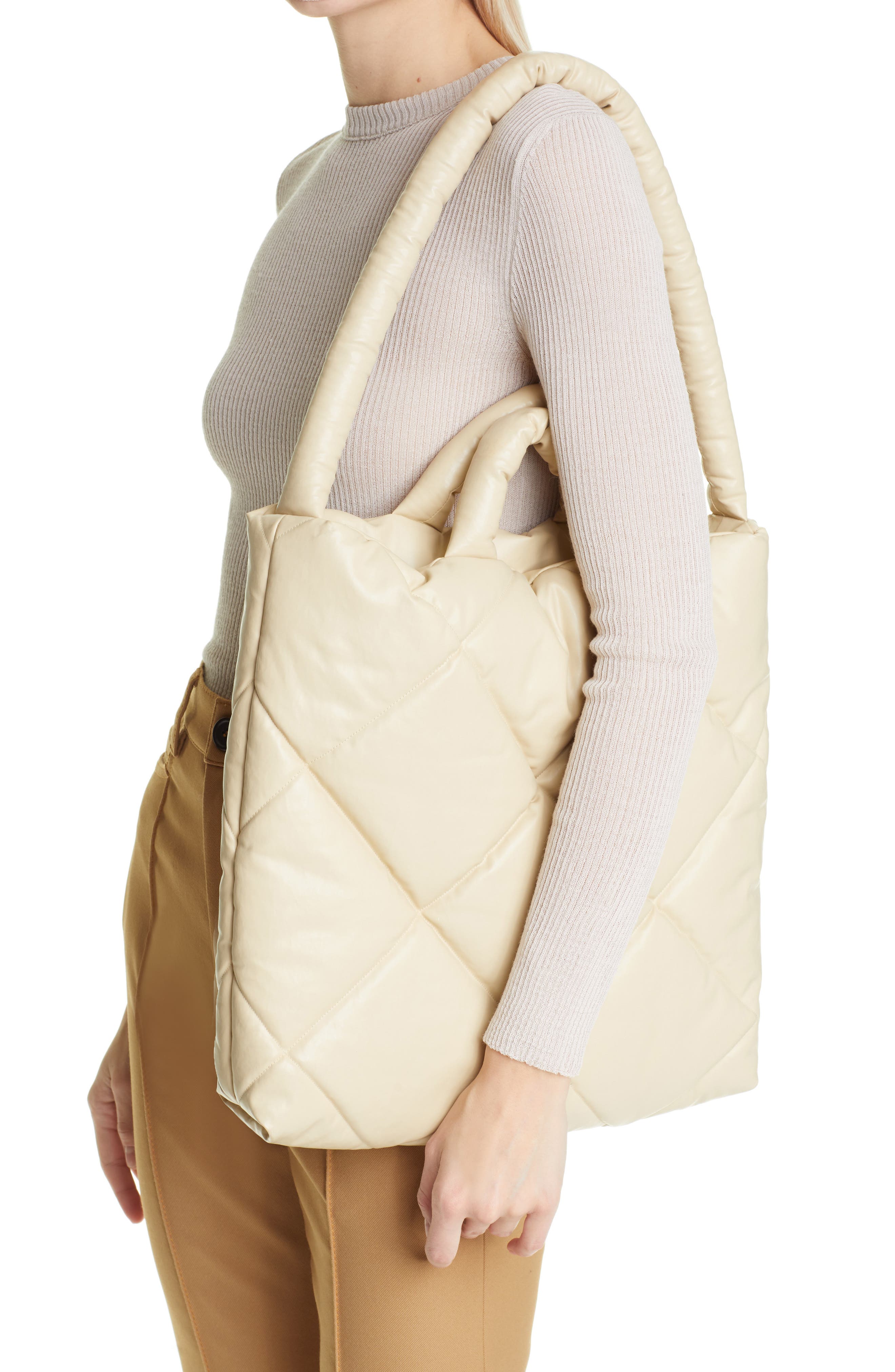 KASSL Medium Quilted Oiled Canvas Pillow Bag, Alternate, color, 