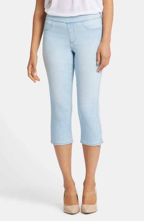 Dakota Side Slit Pull-On Capri Jeans (Petite)