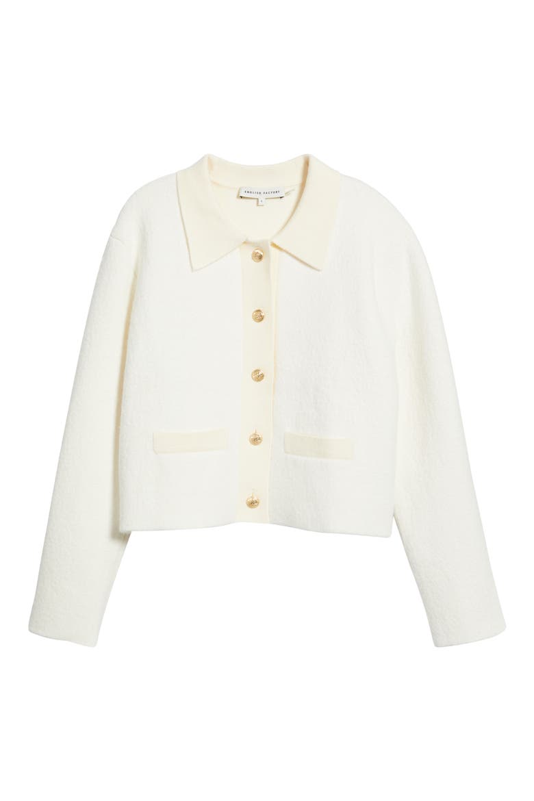 Contrast Placket Cardigan, Main, color, CREAM