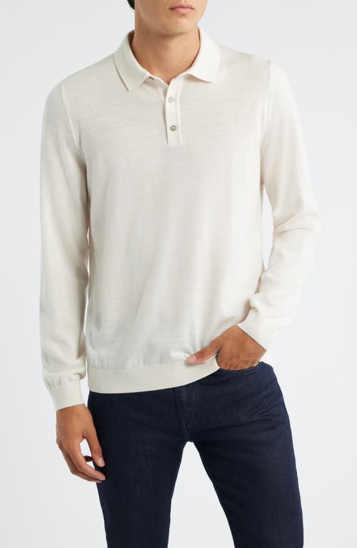 Hugo Boss Boss Lancione Wool Polo Sweater In White