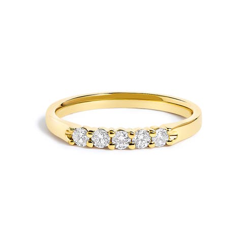 14K Gold 1/4 Ctw Diamond 5 Stone Band Ring