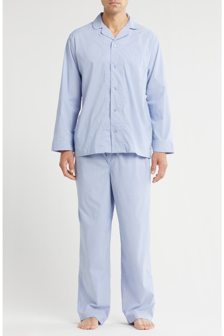 Plaid Poplin Pajamas, Main, color, BLUE CHAMBRAY